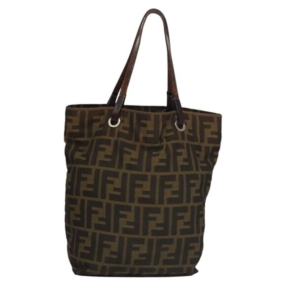 FENDI Zucca Canvas Hand Bag Brown Black Auth - Picture 12 of 16